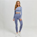 Women Seamless yoga set Fitness Sports Suits GYM Cloth Yoga Long Sleeve Shirts High Waist Running Leggings Workout Pants Shirts