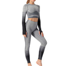 Seamless Rib Yoga Set Sport Outfits Women Two 2 Piece Dry Fit Tight Long Sleeve Crop Top+Leggings Workout Gym Suit Fitness #Y5