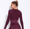 NCLAGEN Seamless Set Women Long Sleeve Top T Shirt Yoga Pants Leggings Suit Fitness Gym Sports Workout Running Gymwear Outfit