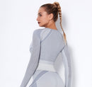 NCLAGEN Seamless Set Women Long Sleeve Top T Shirt Yoga Pants Leggings Suit Fitness Gym Sports Workout Running Gymwear Outfit