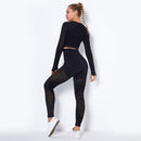 NCLAGEN Seamless Set Women Long Sleeve Top T Shirt Yoga Pants Leggings Suit Fitness Gym Sports Workout Running Gymwear Outfit