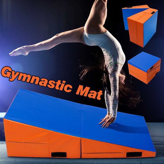 Incline Foldable Gymnastics Mat PU Foam Filling Skill Tumbling Gymnastics Mat Ramp Fitness Equipment 3 Sizes  Safe Exercise