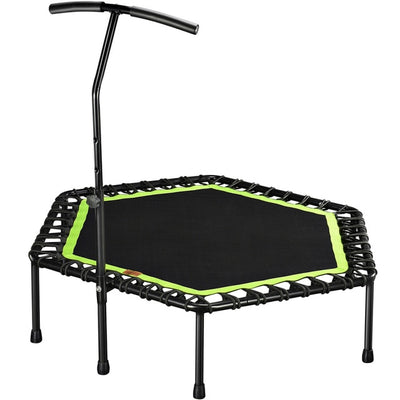 48" Silent Mini Trampoline with Adjustable Handle Bar Fitness indoor Trampoline Bungee Rebounder Jumping Cardio Trainer Workout