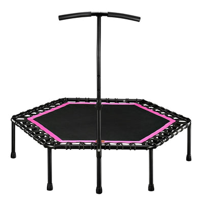48" Silent Mini Trampoline with Adjustable Handle Bar Fitness indoor Trampoline Bungee Rebounder Jumping Cardio Trainer Workout