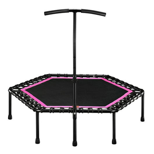 48" Silent Mini Trampoline with Adjustable Handle Bar Fitness indoor Trampoline Bungee Rebounder Jumping Cardio Trainer Workout