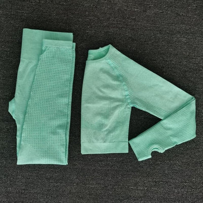 Women Seamless yoga set Fitness Sports Suits GYM Cloth Yoga Long Sleeve Shirts High Waist Running Leggings Workout Pants Shirts