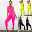 Women Seamless Yoga Set Fitness Gym Leggings Sportswear Padded Push-up Strappy Sports Bra Crop Top 2 Pcs Sports Suits Tracksuit