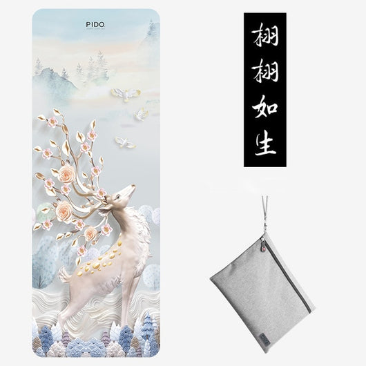 PIDO 1.5mm Natural Rubber Yoga Mat Print Fitness Mat Suede Gym Sports Pad 185x68cm Anti-skid Pilates Dance Training Blanket