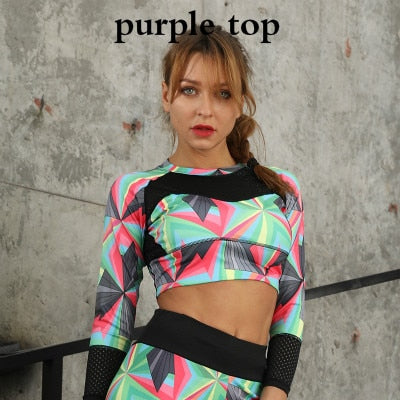 Women Camouflage Yoga Set Fitness Clothes Sports Suits Gym Clothing Crop Top+Running Leggings Workout Pants Shirts Leggings Sets