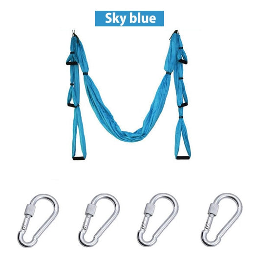 6 Handles Aerial Yoga Hammock Flying Swing Anti-gravity Yoga Pilates Inversion Exercises Device Home GYM Hanging Belt 20 Colors
