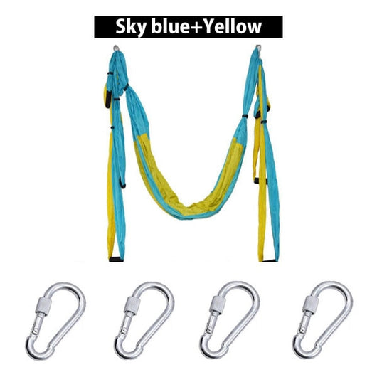 6 Handles Aerial Yoga Hammock Flying Swing Anti-gravity Yoga Pilates Inversion Exercises Device Home GYM Hanging Belt 20 Colors