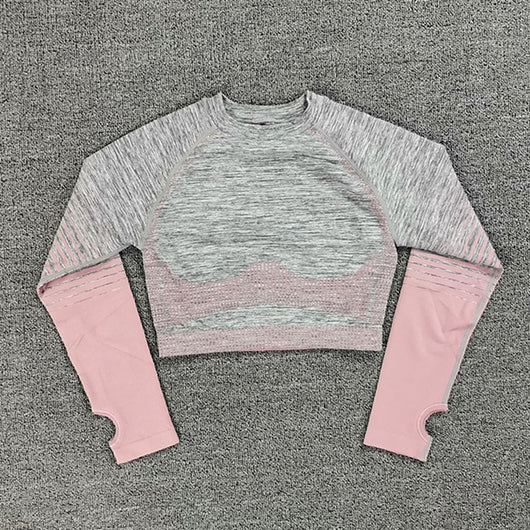 Seamless Rib Yoga Set Sport Outfits Women Two 2 Piece Dry Fit Tight Long Sleeve Crop Top+Leggings Workout Gym Suit Fitness #Y5