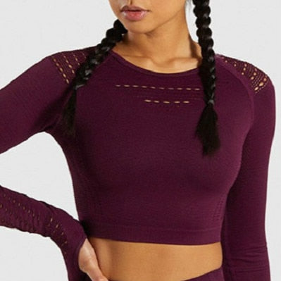 Women's Tracksuit Yoga Gym Sets Workout Clothes Fitness Running Sportwear Women Long Sleeve High Waist Mesh Leggings Shirt Suit