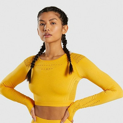 Women's Tracksuit Yoga Gym Sets Workout Clothes Fitness Running Sportwear Women Long Sleeve High Waist Mesh Leggings Shirt Suit
