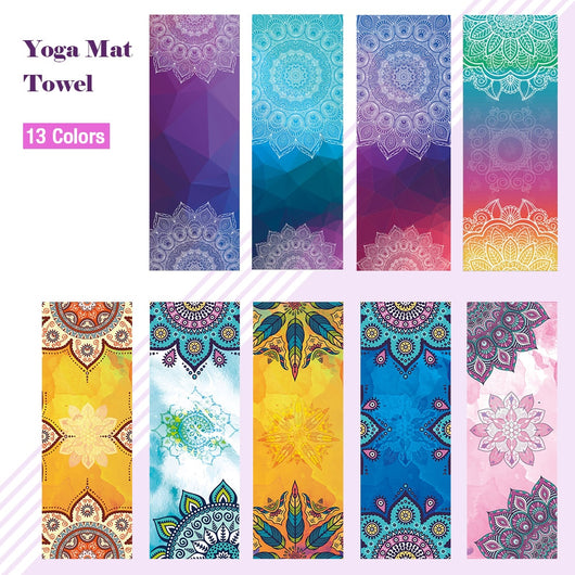Fitness Yoga Mat Microfiber Print Pattern Foldable Portable Pilates Yoga Towel Soft Anti-slip Indoor Outdoor Sports Mat