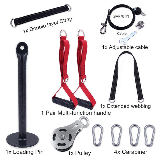 DIY Pulley Cable Machine System with Multifunctional Handle Tricep Pulldown Attachment Fitness Equipment for Home Gym Workout