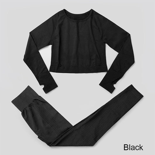 Black Seamless Yoga Set Women Gym Fitness Yoga Clothing Sports Wear Female Workout Leggings&Top Yoga Suit Training Tights Wear