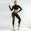 Seamless Women Yoga Sets Female Sport Gym Suits Wear Running Clothes Women Fitness Sport Gym Set Women Long Sleeve Yoga Clothing