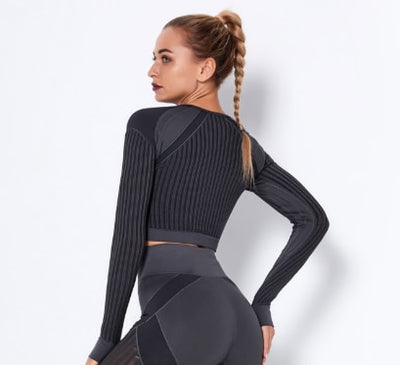 NCLAGEN Seamless Set Women Long Sleeve Top T Shirt Yoga Pants Leggings Suit Fitness Gym Sports Workout Running Gymwear Outfit