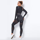 NCLAGEN Seamless Set Women Long Sleeve Top T Shirt Yoga Pants Leggings Suit Fitness Gym Sports Workout Running Gymwear Outfit