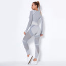 NCLAGEN Seamless Set Women Long Sleeve Top T Shirt Yoga Pants Leggings Suit Fitness Gym Sports Workout Running Gymwear Outfit