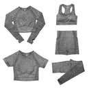 2/3/5PCS Seamless Women Yoga Set Workout Sportswear Gym Clothing Fitness Long Sleeve Crop Top High Waist Leggings Sports Suits
