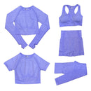 2/3/5PCS Seamless Women Yoga Set Workout Sportswear Gym Clothing Fitness Long Sleeve Crop Top High Waist Leggings Sports Suits