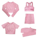 2/3/5PCS Seamless Women Yoga Set Workout Sportswear Gym Clothing Fitness Long Sleeve Crop Top High Waist Leggings Sports Suits