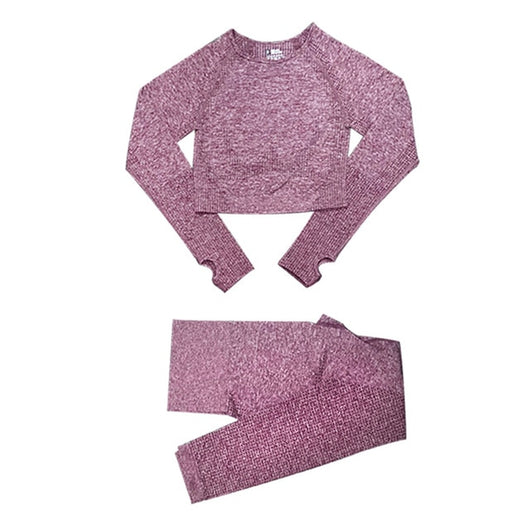 2/3/5PCS Seamless Women Yoga Set Workout Sportswear Gym Clothing Fitness Long Sleeve Crop Top High Waist Leggings Sports Suits