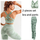 Seamless 3 Pieces Gym Set Woman Sportswear Long Sleeve Crop Top+Gym Leggings+Sport Bra Female Fitness Sports Suits