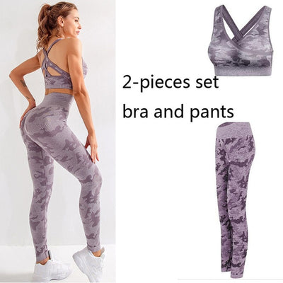 Seamless 3 Pieces Gym Set Woman Sportswear Long Sleeve Crop Top+Gym Leggings+Sport Bra Female Fitness Sports Suits