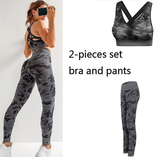 Seamless 3 Pieces Gym Set Woman Sportswear Long Sleeve Crop Top+Gym Leggings+Sport Bra Female Fitness Sports Suits