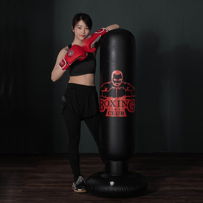 160cm Boxing Punching Bag Inflatable Free-Stand Tumbler Muay Thai Training Pressure Relief Bounce Back Sandbag with Air Pump