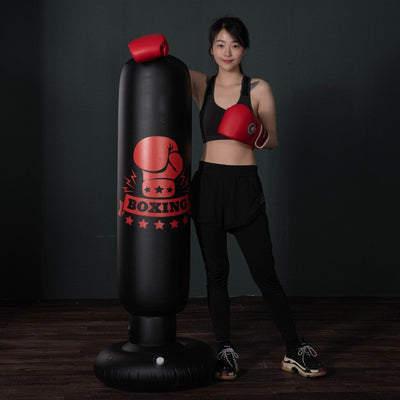 160cm Boxing Punching Bag Inflatable Free-Stand Tumbler Muay Thai Training Pressure Relief Bounce Back Sandbag with Air Pump
