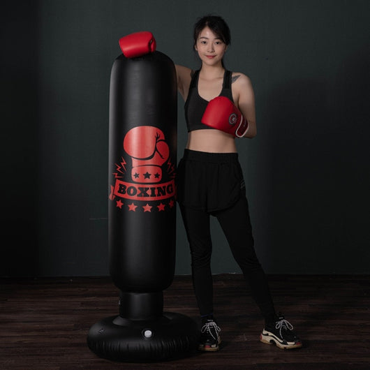 160cm Boxing Punching Bag Inflatable Free-Stand Tumbler Muay Thai Training Pressure Relief Bounce Back Sandbag with Air Pump