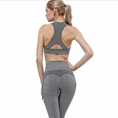 Exercise Wear Women Workout 2 Piece Set Fitness Squat Pants Seamless Bra Lose Weight Jogging Clothes Suits With Chest Pad